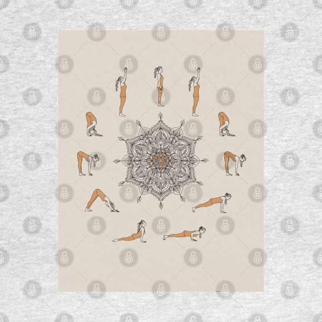 Sun Salutation Yoga Sequence by Sierraillustration